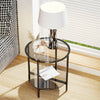 Modern Round 2-Tier Tempered Glass Coffee Table Clear Accent Side Table Storage