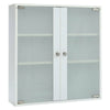 Wall-Mount Frosted Glass Cabinet Vanity Storage Cupboard Shelf Office 1 2 Doors