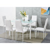 105cm 120cm Glass Dining Table and 4 /6 Padded Chairs Set Home Kitchen Furniture