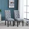 2x Grey Button Tufted High Back Dining Chairs Fabric Upholstered Room Kitchen