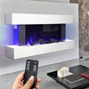 Modern Wall Mounted Electric Fire Flames LED 52" White Fireplace Suite Surround