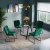 Round Tempered Glass Table Dining Set Metal Legs Velvet Folding Accent Chairs UK