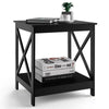 2-tier Side Table Modern End Table Coffee Table X-shape Nightstand Display Shelf