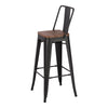 Retro Set of 4 High Foot Counter Bar Stools Wood&Metal Kitchen Breakfast Chairs