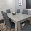 Grey Dining Table and 6 chairs wood stone grey effect kitchen dining set for 6