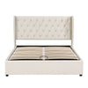 Merax Upholstered Bed Functional Bed from Storage Double Size Beige Velvet
