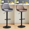 2 x Grey/Brown Bar Stools Swivel Padded Seats High Chairs Technology Cloth