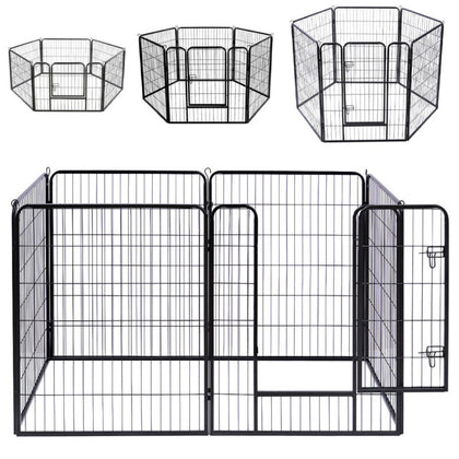 Large 6/8Panel Pet Dog Cat Playpen Tent Heavy Duty Fence Kennel Cage Crate Fence