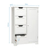 White Bathroom Storage Cabinet with 4 Drawers 1 Door Adjustable Partition Wooden