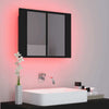 Bathroom LED Mirror Cabinet with 2 Storage Shelves Black Furniture 60x12x45 cm