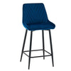 2x Velvet Blue Bar Stool Kitchen Counter Breakfast Chair Pub Restaurant Cafe