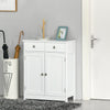 Bathroom Floor Storage Cabinet w/ 2 Drawers Door Cupboard White