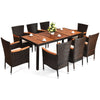 9 PCS Patio Rattan Furniture Dining Set Stackable Garden Wicker Conversation Set