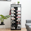 7+6 Tier Wooden Shoe Storage Rack Entryway Display Organizer with Drawer & Hooks