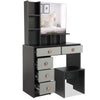 Dressing Table with Drawers, Mirror Stool Set Makeup Desk Vanity Table Bedroom