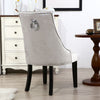 2-Piece Crush Velvet Dining Chairs with Pull Door Knocker Wing Back Button Chair