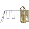 Playhouse with Climbing Wall Swings Impregnated Wood Pine W0A2
