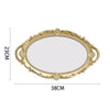 Oval Storage Tray Mirror Golden Glass Fruit Dessert Plate Makeup Jewelry Display