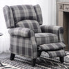 Upholstered Tartan Checked Recliner Wingback Armchair Fireside Sofa Chair Lounge