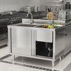 Double Bowls Kitchen Sink Cabinet Catering Stainless Steel Sink Cupboard Door UK