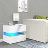 High Gloss Bedside Table Cabinet Nightstand Home Colorful RGB LED Lights Drawers