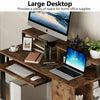 Tribesigns Computer Desk with Shelves & Monitor Riser Brown Office Working Table