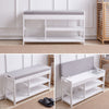 2 Tier Wooden Hallway Shoe Rack Storage Bench Bed End Stool Fabric Padded Seat
