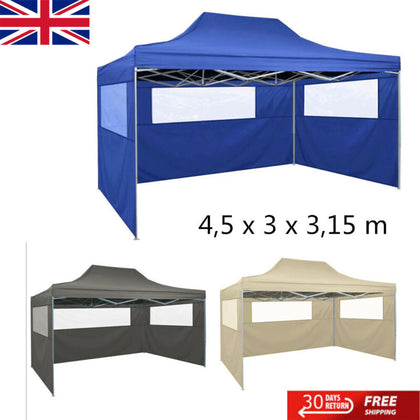 Foldable Party Tent Waterproof gazebo with 3 Walls Outdoor Garden Marquee 3x4.5m