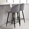 2X Bar Stools Velvet Breakfast Stool Kitchen Pub Chairs Grey 75cm Seat High
