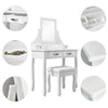 Dressing Table Vanity Makeup Desk Rotatable Mirror w/4 Drawers & Stool MDF White