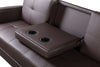 Sofa Bed Faux Leather with Cup holder and Armrests 3 Seater Black Brown Ash Grey