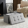 Linen Folding Ottoman Storage Box Pouffe Seat Stool Home Chair Foot Stool Bench