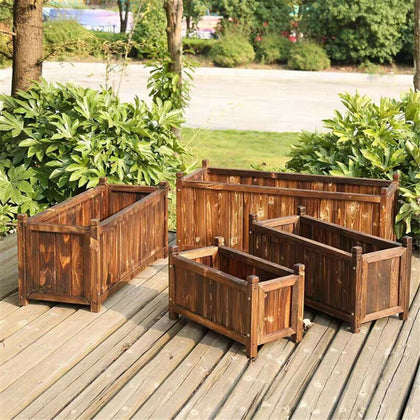 Outdoor Planter Box Square Flowers Herbs Pot Raised Bed Garden Porch Patio Decor