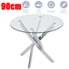 Round Tempered Glass Dining Table Morden Kitchen Table with Chromed Legs Chrome