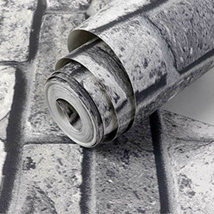 New Grey Brick Wall Grey Shimmer Tones Effect Faux Metallic Feature Wallpaper 3D