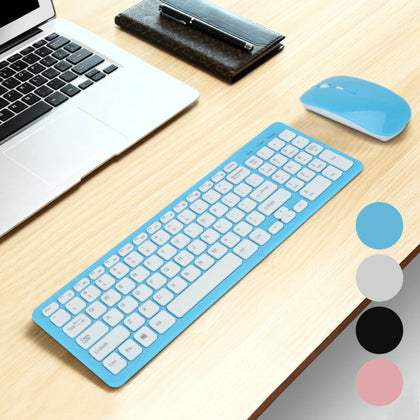 Slim 2.4G Wireless Keyboard & Cordless Optical Mouse Combo for PC Desktop uk