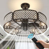 76 CM Elegant Crystal Ceiling Fan Light with 6 Gear Speeds & 3 Fan Blades