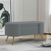 100cm Rectangular Ottoman Footstool Velvet Upholstered Stool w/Golden Metal Legs