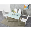 105cm 120cm Glass Dining Table and 4 /6 Padded Chairs Set Home Kitchen Furniture