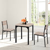 3 Pcs Compact Dining Table 2 Chairs Set Wooden Metal Legs Kitchen