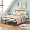 Double Metal Bed Frame w/ High Headboard and Footboard Black for Kids Adults QA
