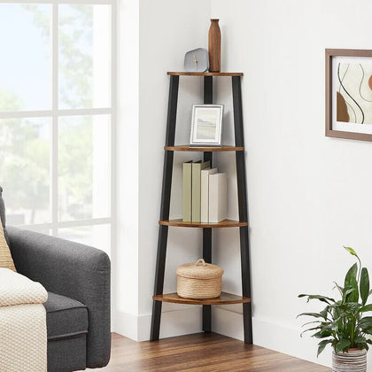 4 Tier Ladder Corner Bookcase Book Display Shelf Extra Storage Space Room Home