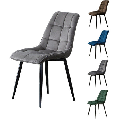2pcs Velvet Soft Padded Seat Back Dining Chairs Set Lint Fabric Metal Legs Chair