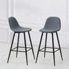 2 Pcs Grey Bar Stools Fabric Rest Chair Kitchen Breakfast Seat Metal Leg Bar Pub