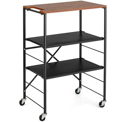 3 Tier Rolling Serving Utility Cart Kitchen Storage Shelf w/ Adjustable Shelf