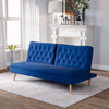 3 Seater Blue Click Clack Sofa Bed Velvet Fabric Recliner Settee Couch Sofabed