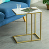 Sofa Side Table Marble Top C-Shape Laptop Stand Tray Slide Under Couch End Table
