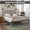 Double Metal Bed Frame with High Headboard and Footboard Black for Kids Adults
