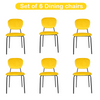 Dining Chairs 6 PCS Velvet Yellow Stackable Fabric Seat Metal Leg Home Office