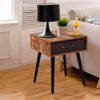 Industrial Nightstand Wooden Bedside Table Removable Fabric Drawer End Table